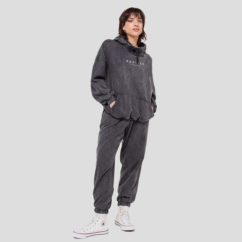 Dámské kalhoty Kaotiko Washed Detroit black 2