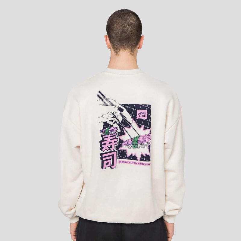 Pánská mikina Kaotiko Organic Sushi Time ivory 2