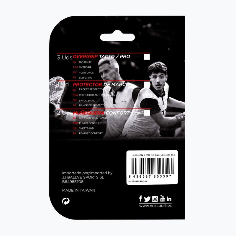 Zápěstní potítka NOX Wristband with Logo 2 szt. white/red 2