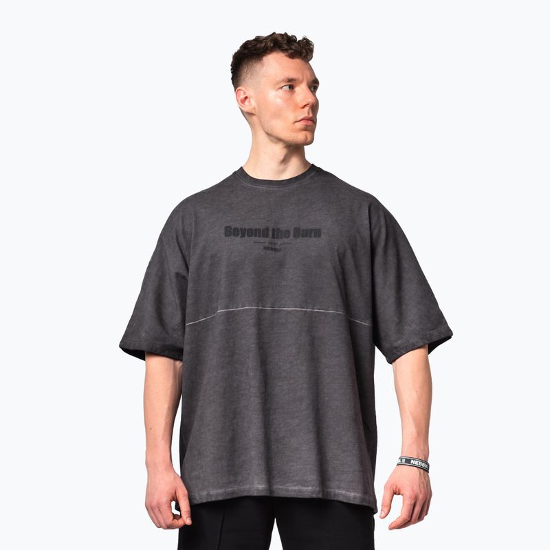 Pánské sportovní tričko NEBBIA Washed-Off Heavyweight No Shortcuts black