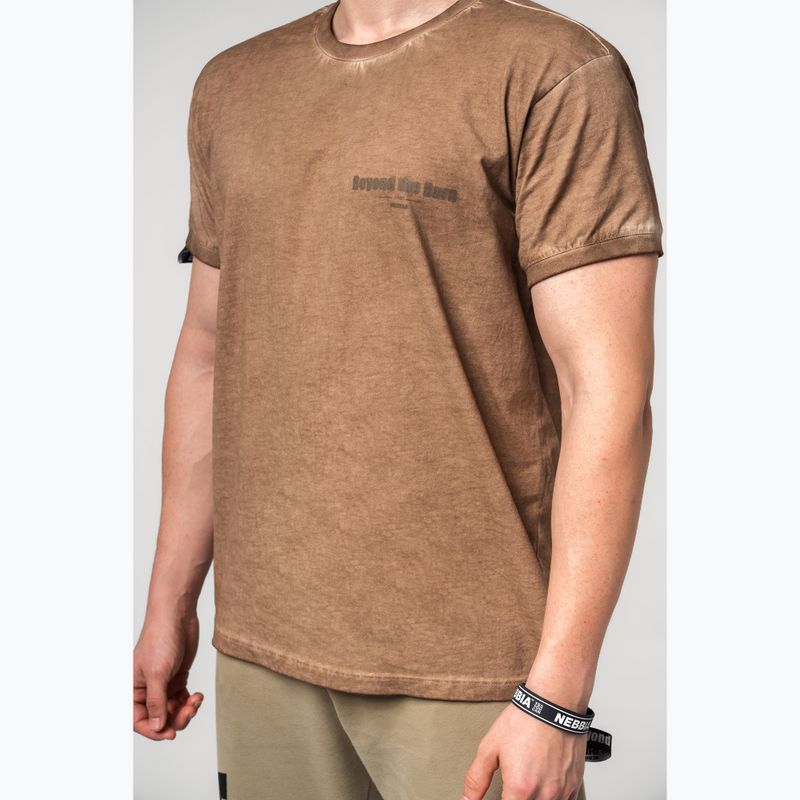 Pánské sportovní  tričko NEBBIA Washed-Off Max Out light brown 4