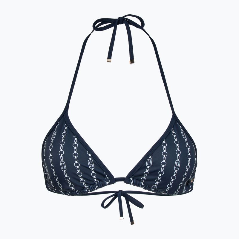 Horní díl plavek Tommy Hilfiger Triangle Rp Print flag chain dark night navy