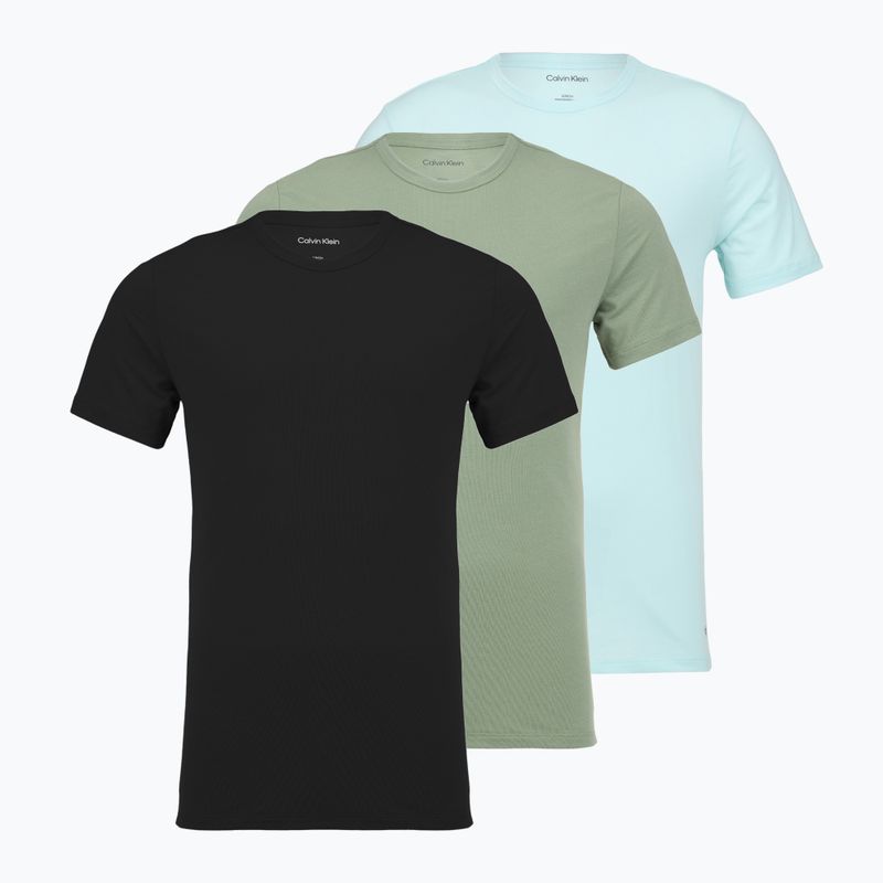 Pánské tričko Calvin Klein LV00NB4185 Crew Neck 3 pcs. black in sea spray emb/sea spray in