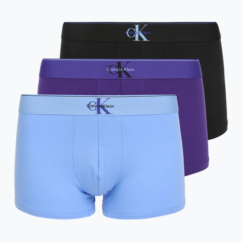 Pánské boxerky Calvin Klein LV00NB4472 Trunk 3 pairs black w/blue river fog/blue river