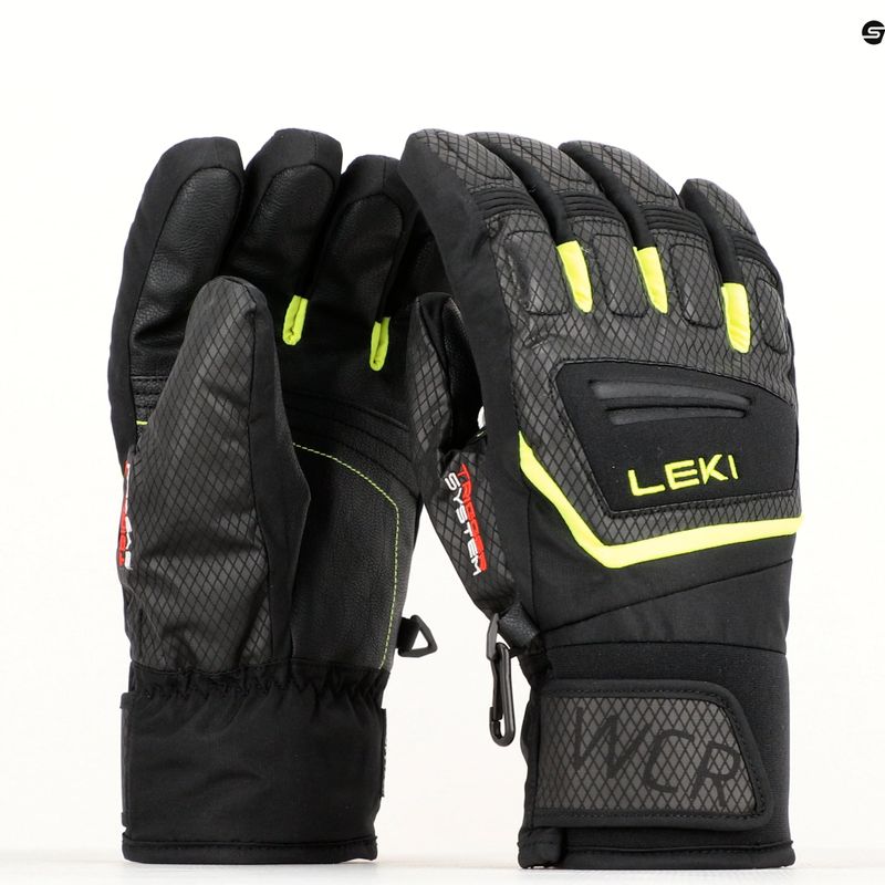 Lyžařské rukavice LEKI WCR Team 3D Junior black ice/lemon 11