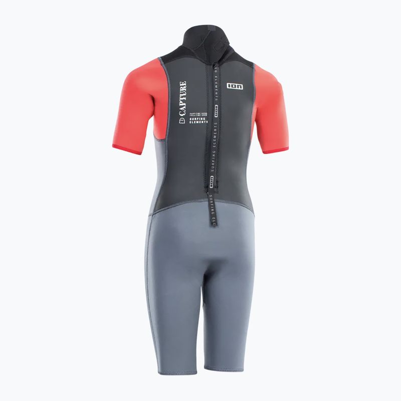 Dětský plavecký neopren ION Capture 2/2 Shorty Back Zip Jr steel blue/red 2