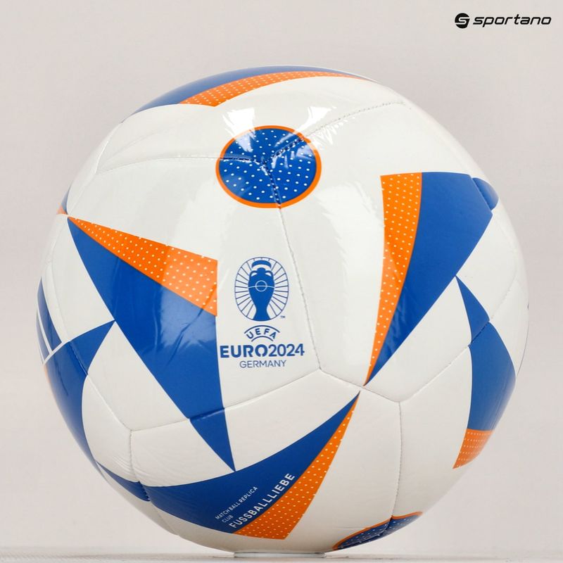 Fotbalový míč adidas Fussballiebe Club white/glow blue/lucky orange velikost 5 5