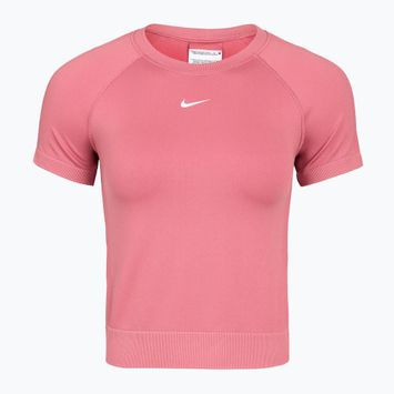 Dámské tréninkové tričko Nike Pro Seamless Dri-Fit peony/white