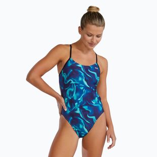 Dámské jednodílné plavky Tyr Durafast Elite Waveform Cutoutfit blue/green