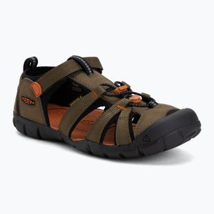 Juniorské sandály KEEN Seacamp II CNX dark olive/gold flame