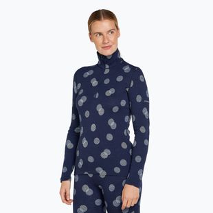 Dámská termo mikina icebreaker Merino 260 Vertex LS Half Z Falling Flakes midnight navy/ snow/j