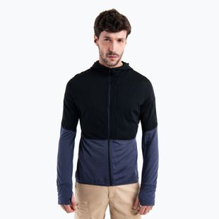 Pánská trekingová mikina icebreaker Merino 200 Realfleece Descender Zip Hoodie black/graphite