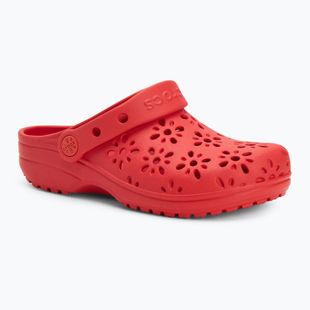 Dětské nazouváky Crocs Classic Floral Cutout Clog Kids cherry red