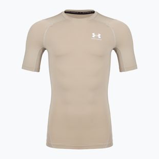 Pánské tréninkové tričko Under Armour HG Armour Comp timberwolf taupe/white