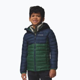 Dětská bunda Columbia Powder Lite II Hooded rain forest/collegiate navy