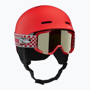 Dětská lyžařská přilba Salomon Player Combo + Gogle XV Jr cherry tomato/red silver mirror