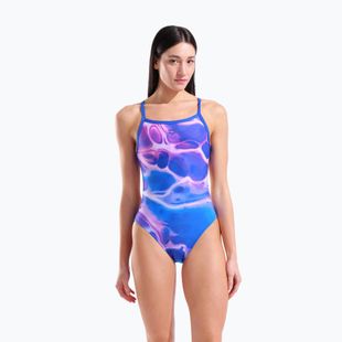 Dámské jednodílné plavky arena Earth Challange Back neon blue multi/neon blue/neon blue
