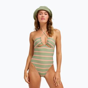 Dámské jednodílné plavky ROXY Dreamer HI oil green say it with stripes