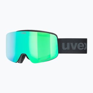 Dětské lyžařské brýle UVEX Pwdr FM black matt/mirror green yellow clear