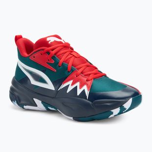 Pánské basketbalové boty PUMA Genetics club navy/cold green/for all time red