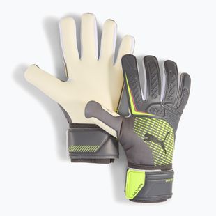 Brankářské rukavice PUMA Ultra Pro NC matná stříbrná/žlutá výstraha