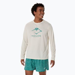 Pánské běžecké tričko Longsleeve ASICS Fujitrail Logo birch/white sage/rainy lake