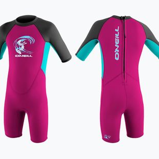 Dětský neopren   O'Neill Toddler Reactor-2 2 mm Back Zip S/S dr8/berry/lt aqua/graph
