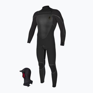 Pánský plavecký neopren O'Neill Mutant Legend 5/4 mm Chest Zip with Hood Full black/tempered steel