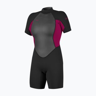 Dámský plavecký neopren O'Neill Reactor-2 2mm Back Zip SS Spring IS7 black/punk pink