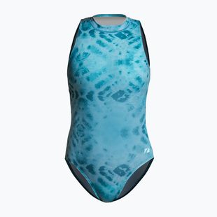 Dámské jednodílné plavky ZONE3 High Neck Costume teal tie dye