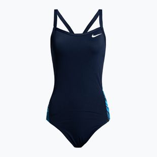 Dámské jednodílné plavky Nike Multiple Print Racerback Splice One navy blue NESSC051-440