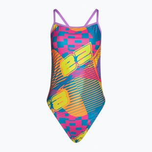 Speedo dámské jednodílné plavky Allover Digital Vback flare pink/bit lime/sweet purple/bolt