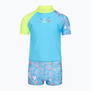 Dětské dvoudílné plavky Speedo Learn To Swim Digital Rash Top Set turkish sea
