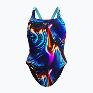 Dámské jednodílné plavky Speedo Allover Digital Leaderback lava blur/speedo black