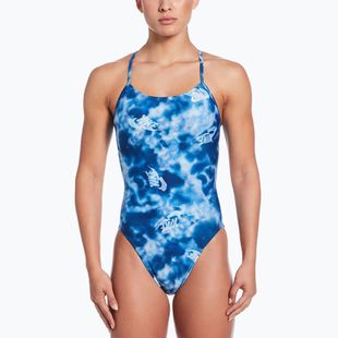 Dámské jednodílné plavky Nike Hydrastrong Cutout blue