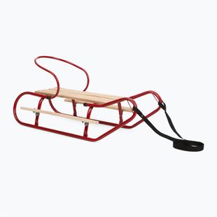 Kovové sáňky HUMBAKA with backrest and footrests red
