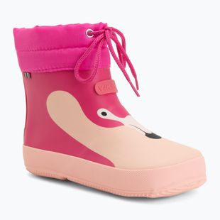 Dětské gumové boty Viking Footwear Alv Barefoot Paw Print světle růžová/magenta