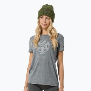 Dámské tričko super.natural Ornament Tee cashmere grey melange/leaf melange/white stone