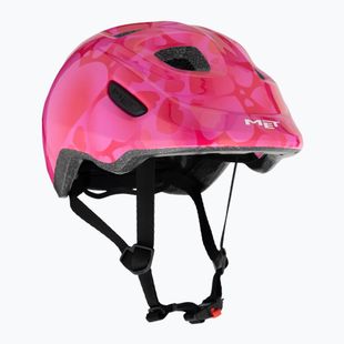 Dětská cyklistická helma MET Hooray pink hearts glossy