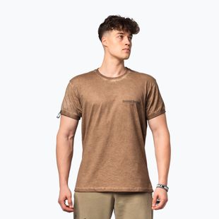 Pánské sportovní tričko NEBBIA Washed-Off Max Out light brown