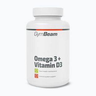 Kyseliny tukové + vitamín D3 doplněk stravy GymBeam Omega 3 + D3 90 kapslí