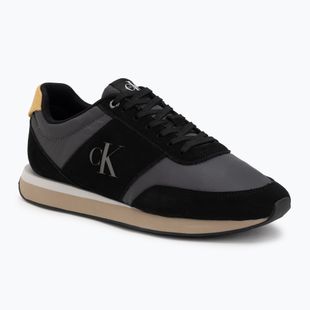Pánské boty Calvin Klein HM0HM02212 Retro Runner Bans Leather Suede black/iron gate/amber gold
