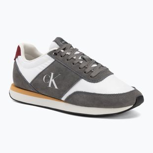 Pánské boty Calvin Klein HM0HM02212 Retro Runner Bans Leather Suede granite gray/white/rhubarb