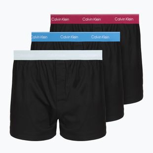 Pánské boxerky Calvin Klein LV00NB4267 Boxer Slim black bodies w/ poseidon blue/plein